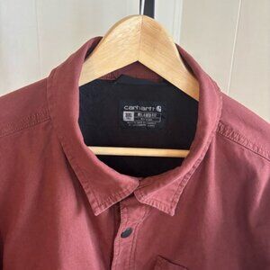 Carhartt Rugged Flex Rust Red Canvas Fleece Lined Shirt Jacket Shacket Mens 3XLT